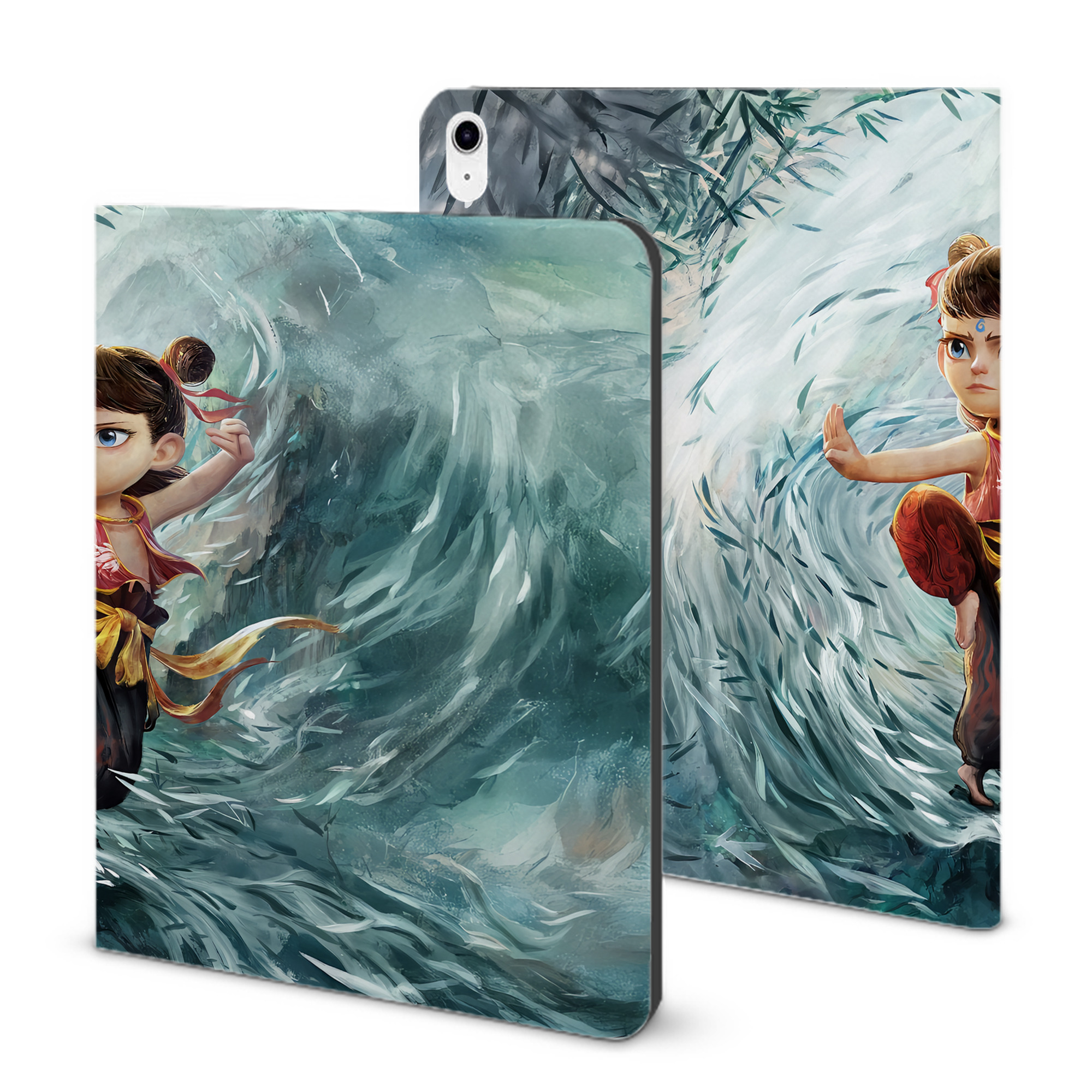 （画像用） Ne Zha 2 ナタ 魔童の大暴れ IPad ケース ブック型 PUレザー TPU 耐衝撃 軽量 薄型 ペン収納なし 全面保護 IPad 各モデル対応